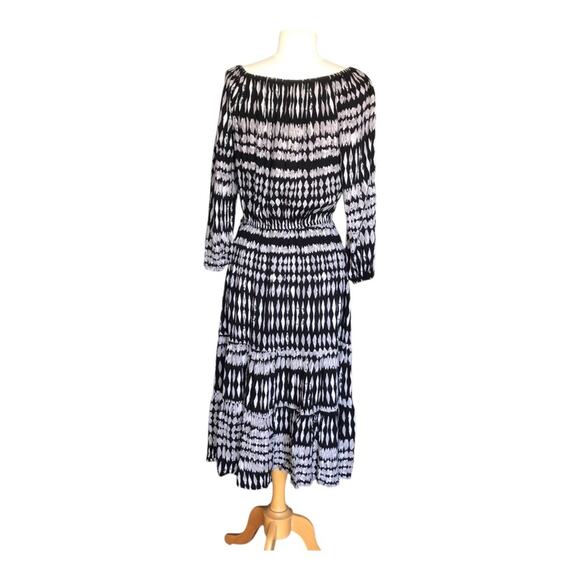LoveStitch NWT Vici Women’s Kaleidoscope Adjustable Midi Dress Small Black Taupe - Picture 6 of 16